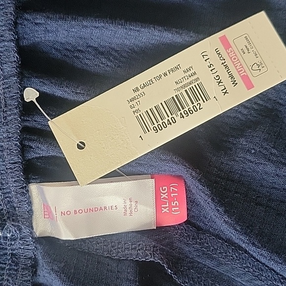 No Boundaries Junior Spagetti Strap Navy Blue Embroidered Top, Size: XL, NWT - Picture 2 of 9